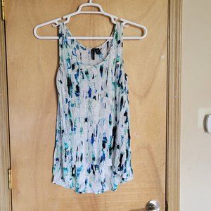 💜Cynthia Rowley M Tank Top  Tie Dye Hi-Low Sheer